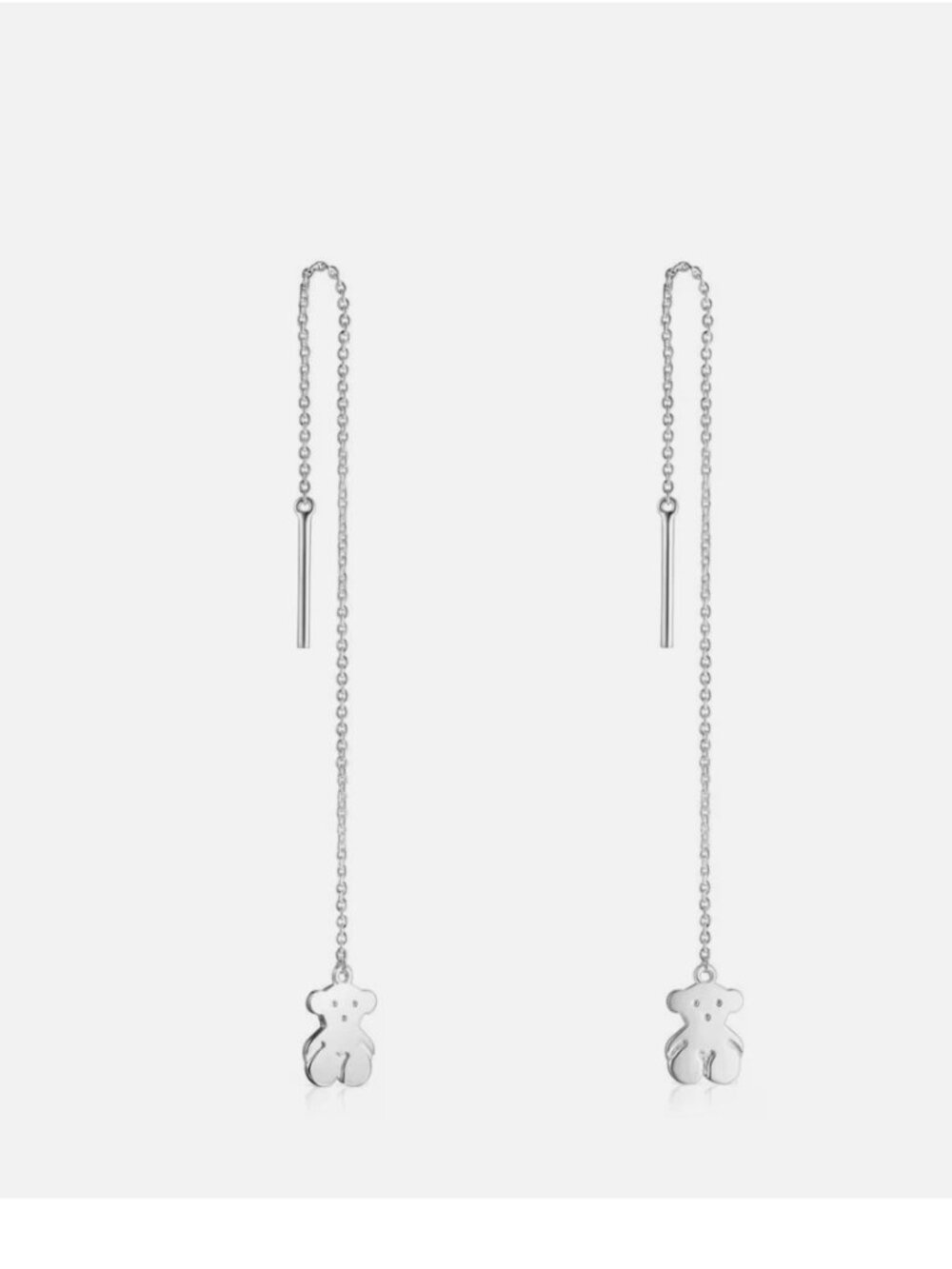 Authentic Rare TOUS Bear Motif Long Nocturne Threader Earrings Sterling Silver